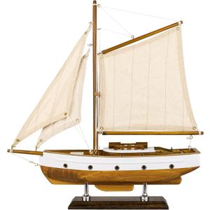 SAILINGSTORY Wooden Sailboat Decor Sail Boat Model Ship Sailing Yacht for Home Decoration Wood Color