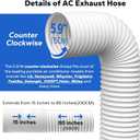 Flexible AC Exhaust Hose, 5.9" Diameter Counterclockwise AC Hose, Length to 80", Portable Air Conditioner Vent Hose Compatible with Delonghi & LG Air Conditioner Parts