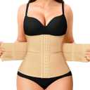 Nebility Waist Trainer for Women Corset Shapewear Tummy Control Segmented Waist Cincher Postpartum Faja Body Shaper (Small, Beige)