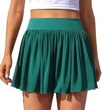 OQQ Womens Mesh Tennis Skirts High Waisted Golf Skirt Flowy Pickleball Skirt with Shorts, L, Green