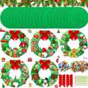 Moucuny 32 Sets DIY Christmas Crafts Kits Christmas Foam Wreath Craft Kits Snowman Santa Bows Sticker Wreath Ornaments Arts and Crafts for Home Indoor Decoration