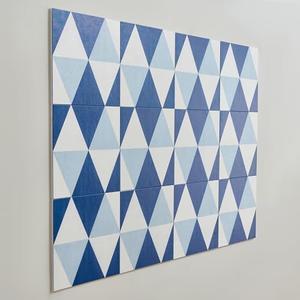 Lightomorrow 12-Pack Felt Wall Tiles, Large Bulletin Board with Safe Removable Adhesive Tapes, 11.8 x 11.8in Panels Alternative for Home Wall Decor, Blue-and-White Pattern