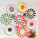 Colorful Striped Paper Plates with Gold Scalloped Edge, 9 Inch Disposable Plate, 50 Pack, Party Tableware for Birthday Celebrations,Christmas and Halloween Decorations, Soft 6 Colors