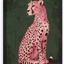 Pink Cheetah Canvas Wall Art Modern Cheetah Animal Print Poster Framed Painting for Home Living Room Wall Decor 8x10 Inch