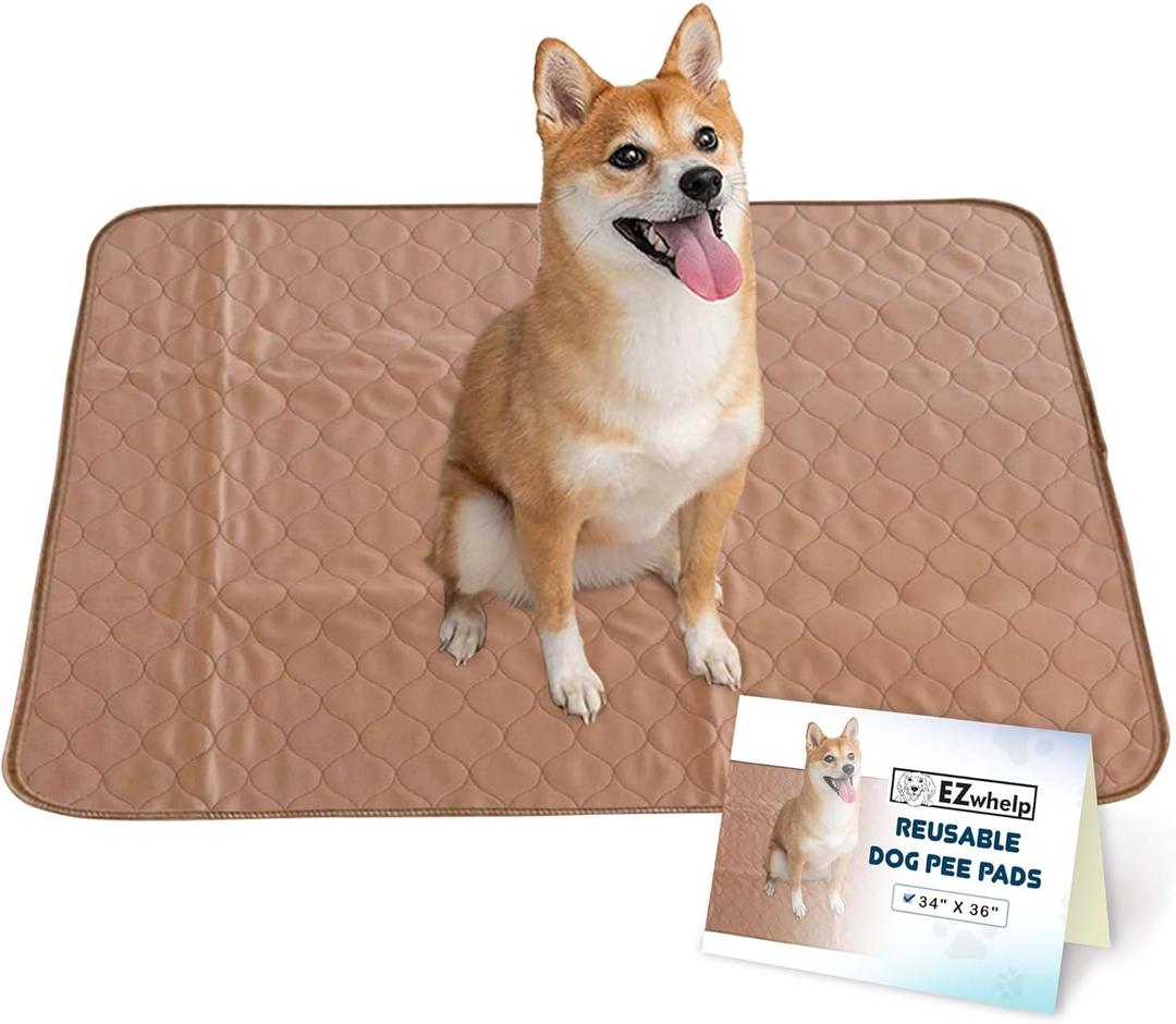 EZwhelp Reusable Dog Pee Pads - Waterproof Training Pads for Dogs - Washable & Sanitary - Rounded Corners - Laminated, Lightweight, Durable - Pet Essentials for Puppy Training and Whelping - 36" x 34"