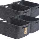 MiniArk Large Storage Baskets for Organizing, Closet Shelf Baskets for Clothes Blanket Towels, Baby Nursery, Toy Bins Box, Woven Rope Baskets, 17 x 13 x 7.5”, 4 Packs Dark Gray