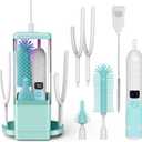 Electric Bottle Brush Cleaner - 360High-Speed Spinning Bristles, Rechargeable Baby Bottle Brush with Silicone Bottle, Nipple Brush, Straw Brush, 2 Drying Rack, UV sterilized, Green