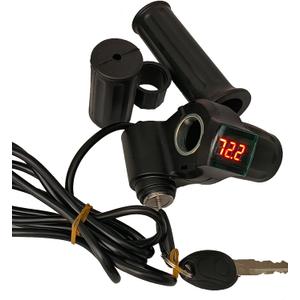 Electric Twist Throttle Grips, Electric Scooter Three Speed Throttle Handlebar, LED Battery Voltage Display Electric Bike Throttle Accelerator Aluminium Speed Control