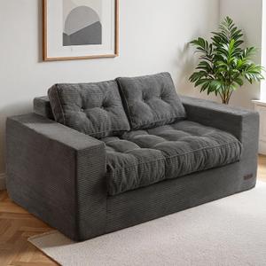 MAXYOYO Loveseat Sofa Couch, Upholstered Bean Bag Chair Cloud Seat, 59"
