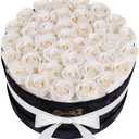 UFOREVER ROSES 40 Pieces Preserved Roses in Suede Box, Flowers for Mothers Day, Preserved Flowers Gift for Women, White