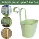 Balcony Hanging Planters Flower Pots, 10" Metal Flower Pots for Outdoor Balcony Rails, Fence Pot Hanging Plant Holders with Detachable Hooks for Garden Patio Yard Decor (Mint Green, 4Pcs)