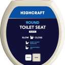 Highcraft B4TSPR Round Plastic Toilet Seat Slow Close ? Easy Remove, Bone