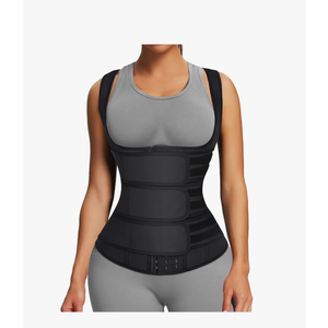 FeelinGirl Waist Trainer for Women Latex Waist Trainers Vest Plus Size Waist Cincher Corset 3 Belts Hooks Steel Bones, L
