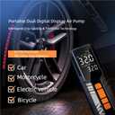 Portable Tire Inflator Air Compressor 4X Air Pump for Car Tires, 12DC Air Pump with Digital Pressure Gauge & LED Lights, 150PSI Tire Inflator for Motorcycle/Bike/Ball/Car Accessories
