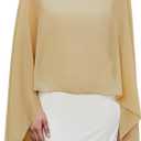 Chiffon Cape Shawl Wrap Scarf 3 Ways to Wear Elegant Sheer Capelet for Evening Dresses Weddings Parties (Mustard Yellow)