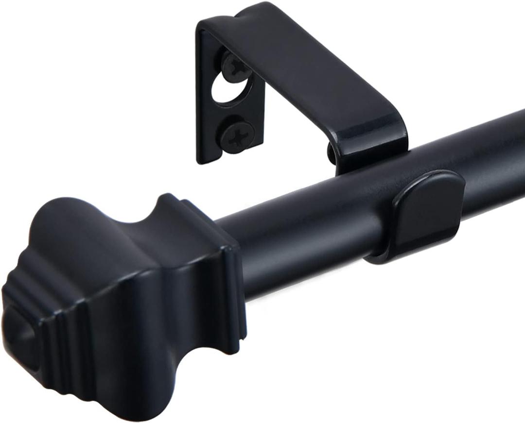 Black Curtain Rods for Windows 32 to 78 inch, 5/8 Inch Square Splicing Curtain Rods with Brackets for Indoor & Outdoor