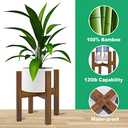 Adjustable Plant Stand Indoor,Bamboo Mid Century Modern Plants Stands, Stable Plant Holder,Fit 8 9 10 11 12 inch Pots (Pot & Plant Not Included) (walnut)