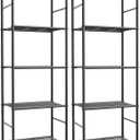 Storage Shelves - Set of 2, 5-Tier Metal Shelf Organizer, Space-Saving Garage Shelving with Leveling Feet, Standing Shelves Organizer for Kitchen, Laundry, Pantry (18.1"x12.3"x56.8", Black)