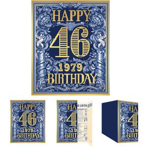 2025 46th Birthday Greeting Card, 46 Years Old Birthday Gift Card,Memory Back In 1979,Vintage Blue GoldEnvelope