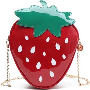 Cute Strawberry Crossbody Shoulder Bag for Women Girls, Small Fruit Shape Crossbody Bag Coin Purse Wallet (Red)