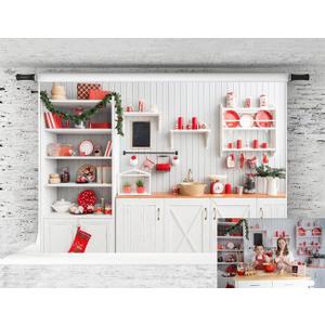 Kate Christmas Backdrop Christmas Kitchen Backdrrop for Photograohy Xmas Photo Background for Children, 7x5ft (75ft)
