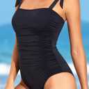 Tempt Me Women's Black One Piece Swimsuits Ruched Slimming Bathing Suits Vintage Swimwear XXS
