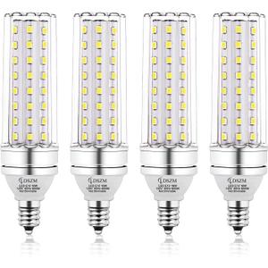 E12 LED Bulbs,16W Candelabra LED Light Bulb,120 Watt Equivalent 1400lm CRI 85+ Eye Protection, Daylight White 6000K E12 Base Chandelier Bulbs, Non-Dimmable Ceiling Fan Light Bulbs,4 Pack