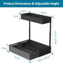 REALINN 2 Pack Expandable Under Sink Organizers and Storage, 2 Tier Under Cabinet Organizer, Heights Adjustable Pull Out Rack for Kitchen Bathroom Laundry, Black