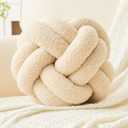 Knot Pillows Ball Decorative Throw Pillows for Couch Bed Sofa Living Room 2 Cord Aesthetic Round Cute Plush Pillows Home Decor,woolbeige 11inch