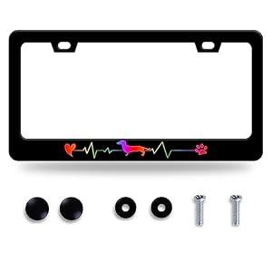 Rainbow Lifeline Love Dog License Plate Frame License Plate Stainless Steel Parts Funny License Plate Decorative with Screws Size 12.3" x 6.3" for Men Women