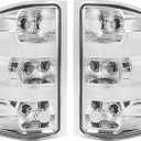 KUAFU Tail Light Lamp Pair Compatible with 2007-2014 Chevy Chevrolet Silverado 1500 2500 HD 3500 HD & 2007-2009 GMC Sierra 3500 HD Driver Side & Passenger Side Clear Lens+Chrome Housing