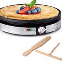Gourmia 12 Crepe Maker  Nonstick Electric Griddle for Pancakes, Omelets & More, Precise Temp Control with Indicator Lights, Includes Spatula & Batter Spreader, Quick Cleanup, Stainless Steel Trim