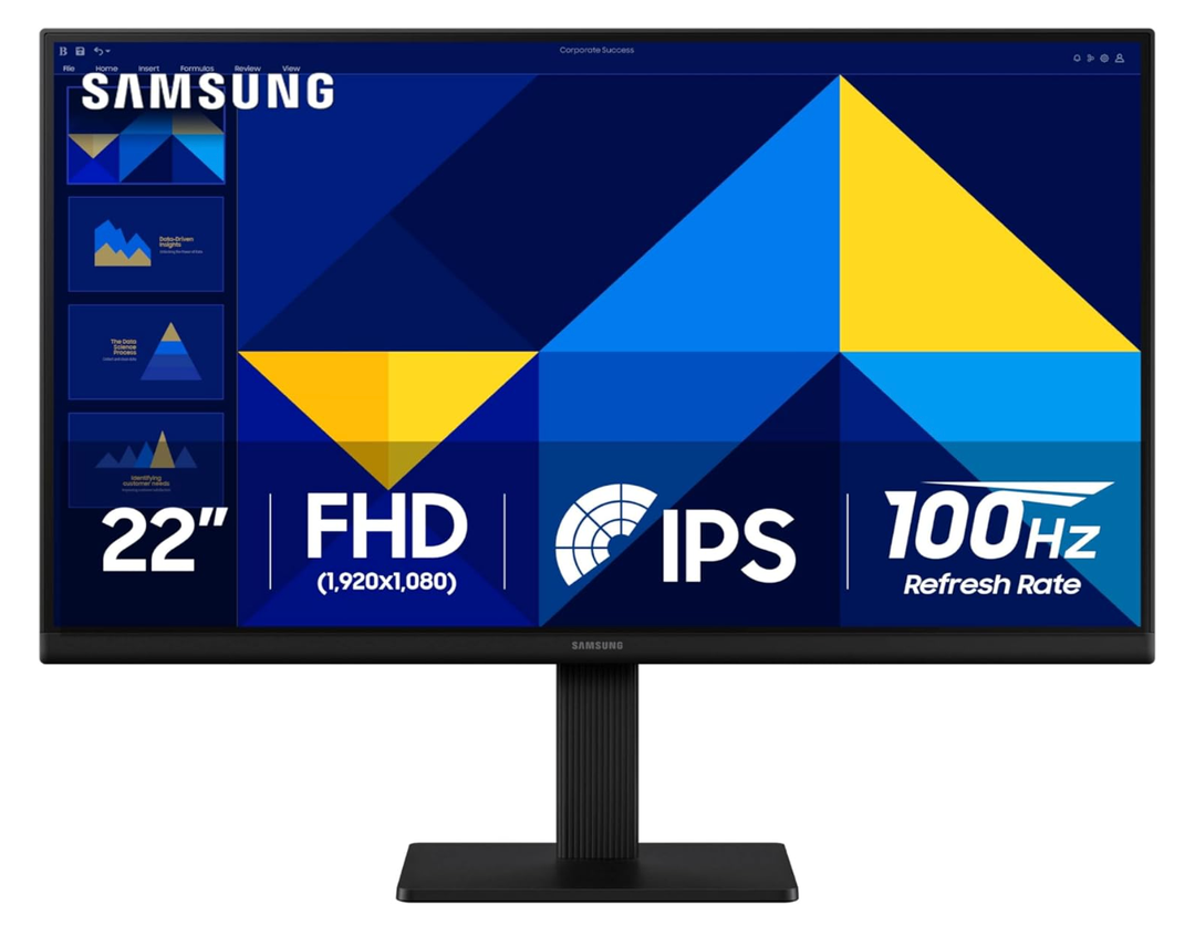 Samsung 22" (S30GD) Essential Monitor with IPS Panel and Tilt Only Stand, 100Hz Refresh Rate, Ergonomic Design, Advanced Eye Care, Game Mode, LS22D304GANXZA