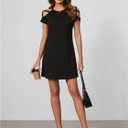 Verdusa Women's Criss Cross Cold Shoulder Short Sleeve Mini T Shirt Dress (Black, M)