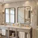 Kosmonia 32x24 Bathroom Vanity Mirror for Wall, Aluminum Framed, Farmhouse Rectangle, Anti-Rust, HD Reflection Anti-Desilvering, Distortion Free, Tempered and Shatter-Proof Wall Mounted Mirror, Black