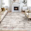 Abstract Living Room Rug 8x10 - Modern Washable Soft Thin Area Rug for Living Room Bedroom Under Dining Table - Neutral Indoor Floor Rug Carpets for Home Office Playroom Nursery - Light Brown