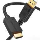 CableCreation Active DisplayPort to HDMI Cable 4K, 6FT Braided DP to HDMI Cord, Support 4K@30Hz & 3D Audio/Video Converter, Eyefinity Multi-Screen, 1.83M / Black (6FT)