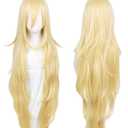 Linfairy Long Blonde Rachel Wig Halloween Cosplay Costume Wig for Women 90CM
