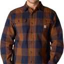 Carhartt Men's Loose Fit Heavyweight Flannel Long-Sleeve Plaid Shirt (Brown, XXXL)