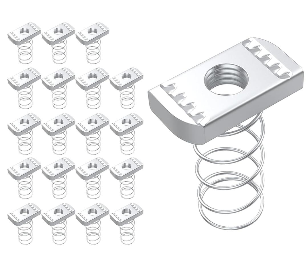 20 Pcs 3/8"-16 Strut Channel Nuts, Spring Strut Channel Cone Nuts for Strut Channel, Easy to Locate Mounts Solar Panel, Long Spring Nuts with Electro Galvanized Finish