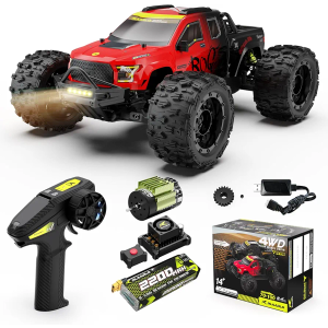 1/14 Brushless RC Cars, Monster Truck, RC Truck, 50+ MPH, 4WD, Waterproof, Red, Ages 8+