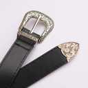 INOGIH Adjustable-Vintage-Western-Cowboy-Belt Women Men - Cowboy-Style Engraved-Buckle Belt for Jeans Pants Dresses (One Size, Black/Coffee)