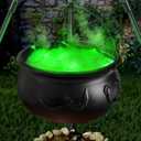 2025 Large Witch Cauldron Halloween Decorations Outdoor, Black Plastic Bowl Decor on Tripod with Lights Halloween Cauldron Pot Witches Cauldron Hocus Pocus Candy Bucket Decoration for Porch Home Party