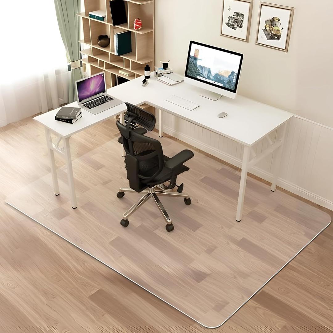 Azadx Office Chair Mat for Easy Glide and Protection - Clear Plastic Mat for Hardwood Floor (51" x 63")
