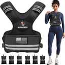 Adjustable Weighted Vest for Women - 4-10LB/11-20LB/20-32LB with 6 Removable Weights and Reflective Stripe for Home Workouts Body Weight Vest Exercise Set (Black, 11-20LB)