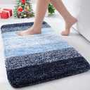 Arotive Microfiber Bathroom Rugs, Shaggy Soft and Absorbent Bath Rug, Non-Slip, Thick Plush Machine Washable Dry Bath Mats for Bathroom, Tub and Shower, 100x50, Blue