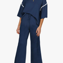 SHEWIN Womens Two Piece Outfits Casual Short Sleeve Knit Sweater Tops Matching Wide Leg Pants Tracksuit Lounge Sets Large