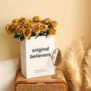 12 PCS Artificial Flowers Gold Roses Fake Silk Flower Long Stem Artificial Roses for Home Wendding Bathroom Party Decorations (Gold)
