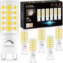 Sailstar 6 Pack Dimmable G9 LED Bulbs 5000K Daylight, T4 G9 4W Replacement for 40 Watts Halogen, Ceramic Bi Pin Base, 120V 400 Lumen 360Beam Angle, G9 Light Bulbs for Chandelier