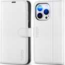 TUCCH Case Wallet for iPhone 14 Pro 5G, [RFID Blocking] 4 Card Holder Stand [Shockproof TPU Interior Case] PU Leather Magnetic Protective Flip Cover Compatible with iPhone 14 Pro 6.1" 2022, White